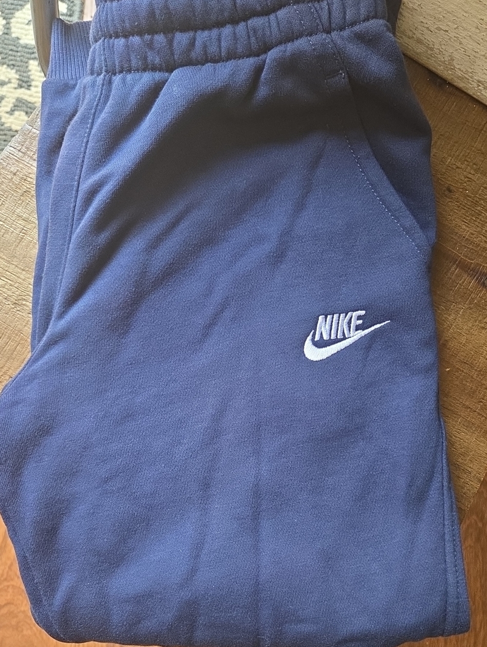 Nike Kids Navy Sweatpants with White Swoosh